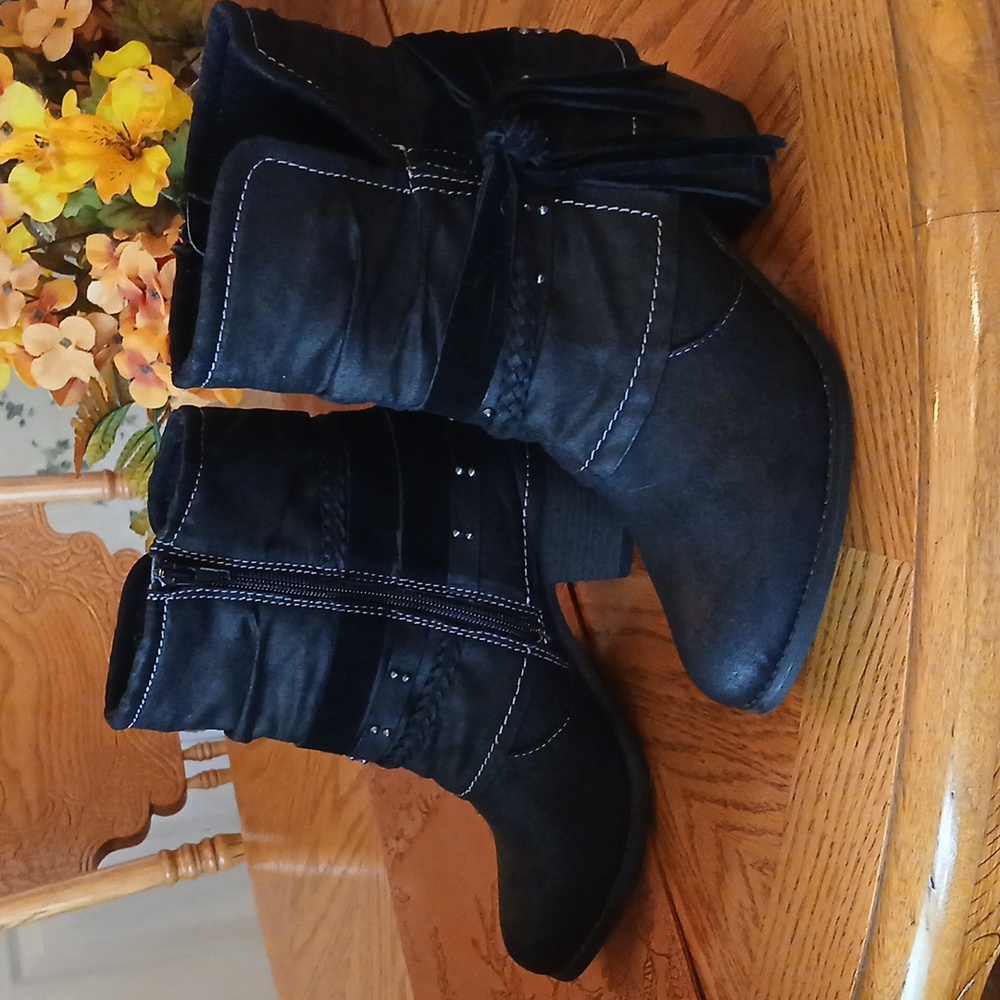 Jellypop Black Vegan Leather Fringe Boots - Picture 8 of 8